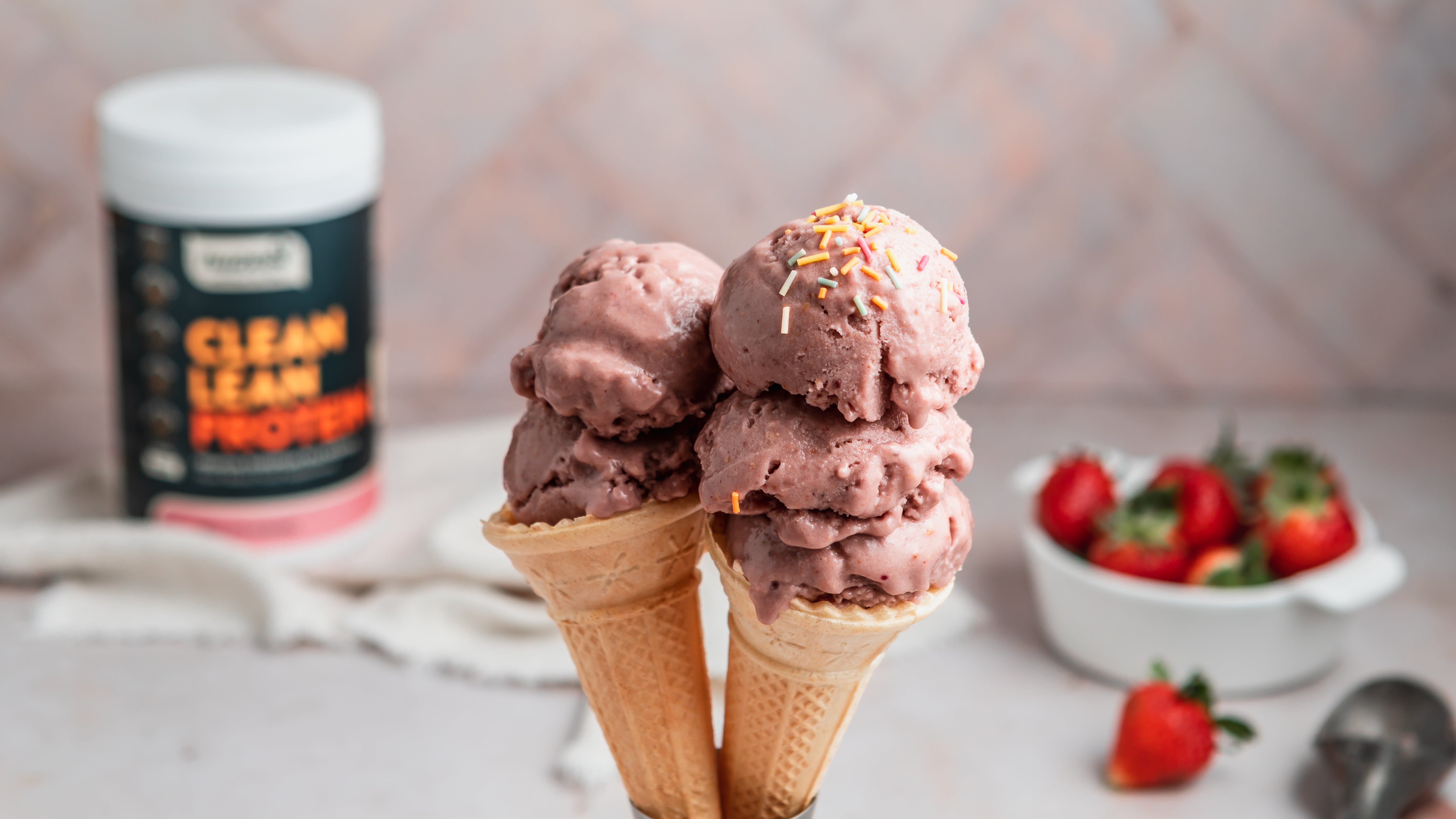 Strawberry Peanut Butter Protein Ice Cream
